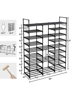 YOUGE 9-Layer Storage Shoe Rack Black 128x30x155cm  - Image 2