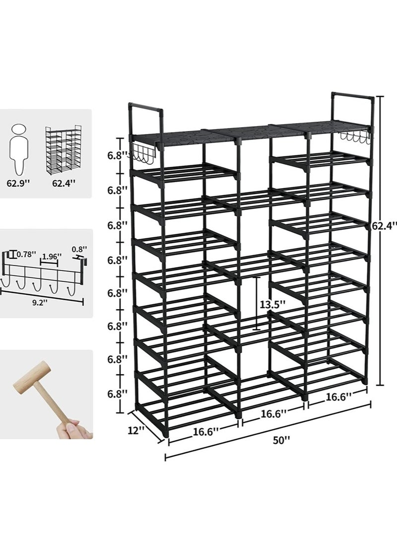 يوجي 9 طبقة تخزين حذاء حامل أسود 128x30x155cm - Image 2