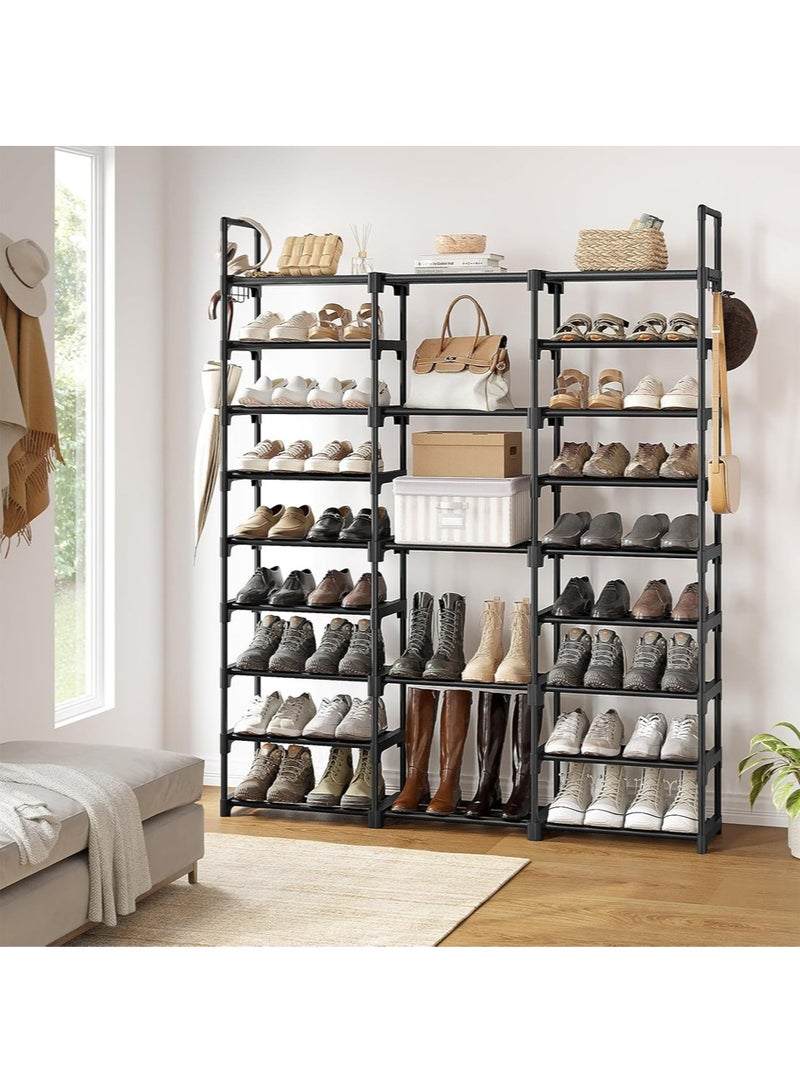 يوجي 9 طبقة تخزين حذاء حامل أسود 128x30x155cm - Image 3