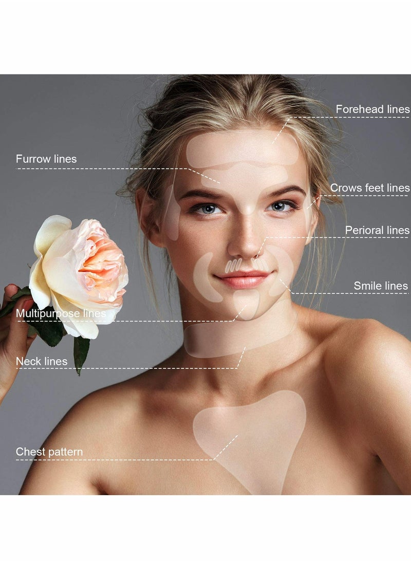 KASTWAVE - Silicone Wrinkle Patches, Face Lift Stickers, Wrinkle Pads, 16 Pieces Forehead Wrinkle Patches, Eye Wrinkle Patches, Wrinkles Around Mouth and Upper Lip 1 Silicone Chest Pads 1 Silicone Care Neck Pad - Image 1