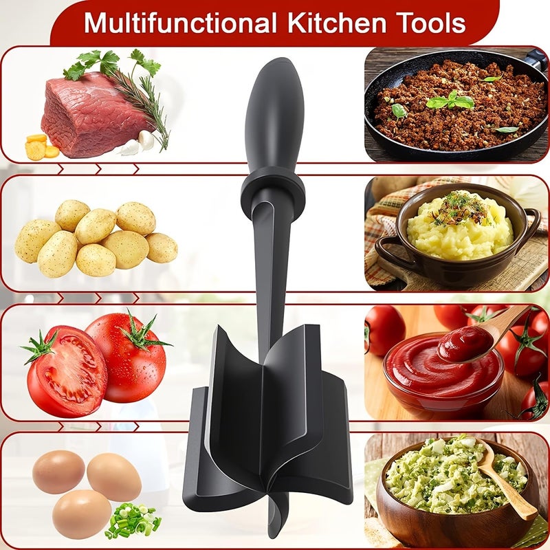 Febvao 2Pcs Meat Chopper and Masher - Ground Beef Hamburger Smasher, Plastic Spatula, Kitchen Separator Tool for Food, Potato, Bean - Silicone Chop and Stir, Meat Dicer - Image 3