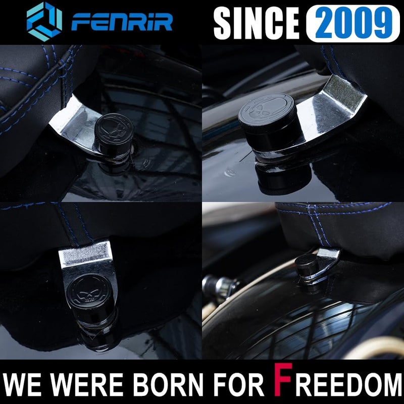 Fenrir Motorcycle Seat Anti Theft Bolt Security Screw Kit 304 Stainless Steel Metal Engraving Skull Horseshoe Motif Compatible with Harley Davidson 1997-Now Sportster Softail Dyna Touring (809-Y010) - Image 4