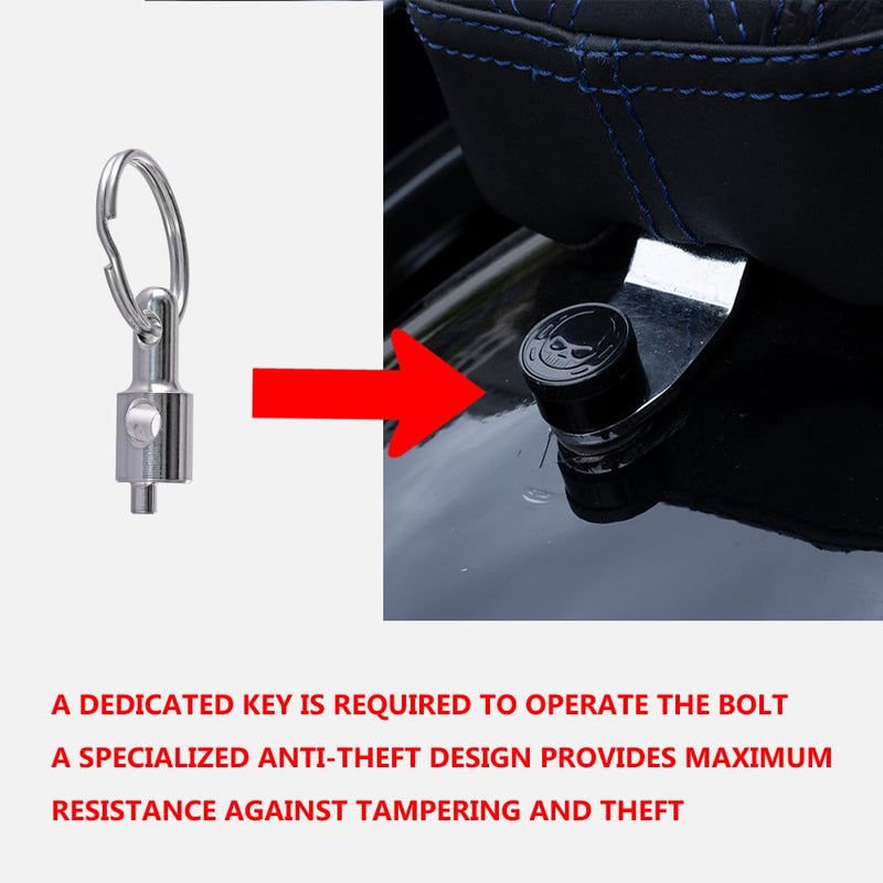 Fenrir Motorcycle Seat Anti Theft Bolt Security Screw Kit 304 Stainless Steel Metal Engraving Skull Horseshoe Motif Compatible with Harley Davidson 1997-Now Sportster Softail Dyna Touring (809-Y010) - Image 3