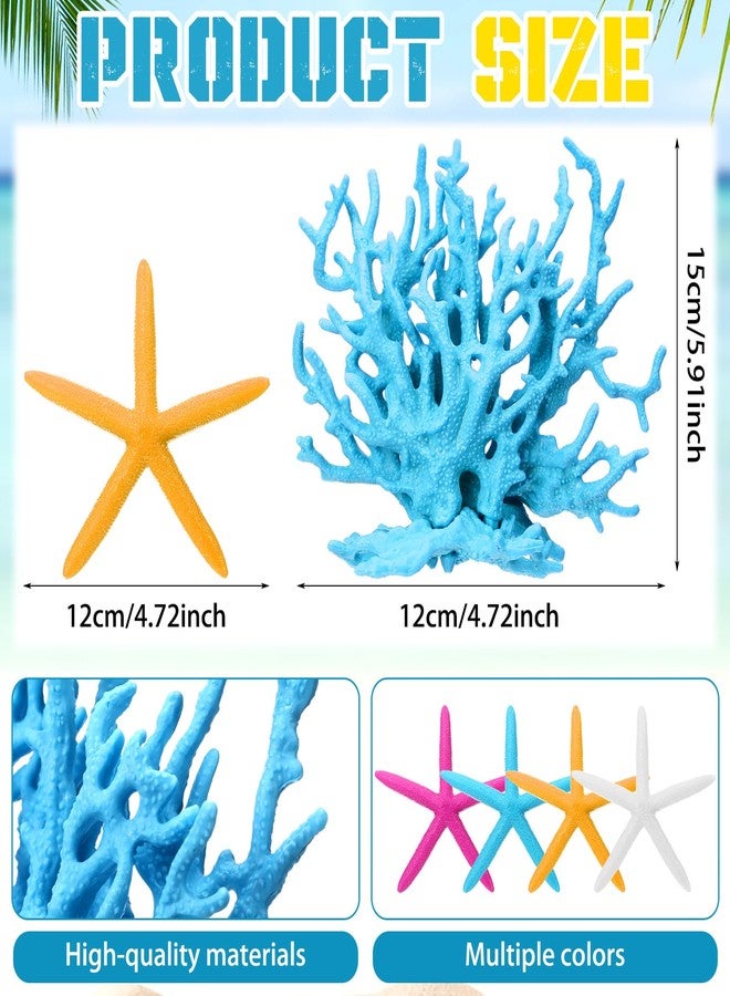 8 قطع من زينة حفلات حورية البحر من Simgoing، حوض أسماك صناعي، ديكور الشعاب المرجانية، ديكور نجم البحر، قطعة مركزية تحت البحر، حفلة محيط واقعية، ديكور حوض أسماك بلاستيكي - Image 2