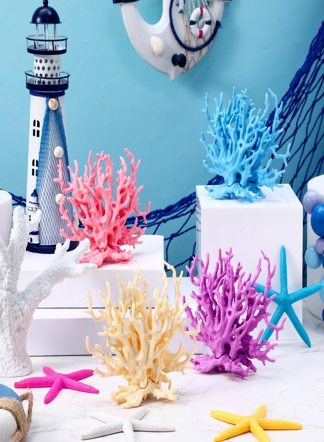 8 قطع من زينة حفلات حورية البحر من Simgoing، حوض أسماك صناعي، ديكور الشعاب المرجانية، ديكور نجم البحر، قطعة مركزية تحت البحر، حفلة محيط واقعية، ديكور حوض أسماك بلاستيكي - Image 3