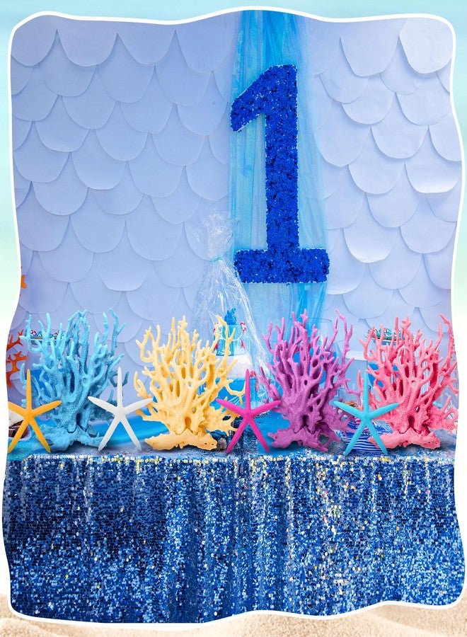 8 قطع من زينة حفلات حورية البحر من Simgoing، حوض أسماك صناعي، ديكور الشعاب المرجانية، ديكور نجم البحر، قطعة مركزية تحت البحر، حفلة محيط واقعية، ديكور حوض أسماك بلاستيكي - Image 4