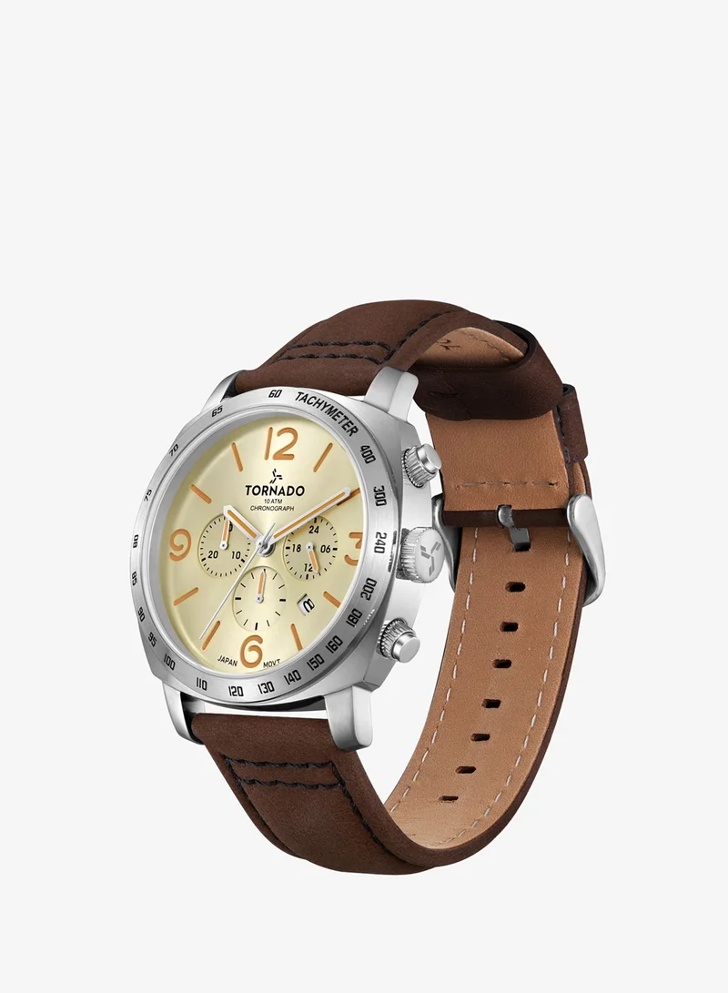 Tornado Men's Psuede Leather strap Analog Watch T9102-SLDI - 43 mm
