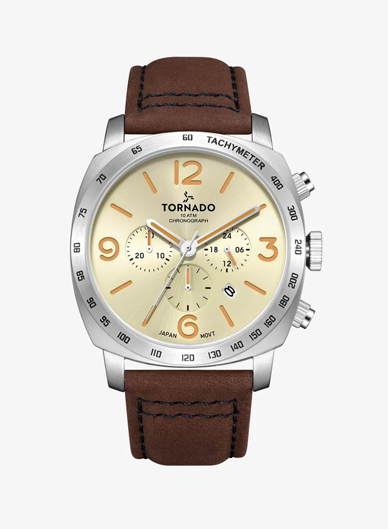 Tornado Men's Psuede Leather strap Analog Watch T9102-SLDI - 43 mm