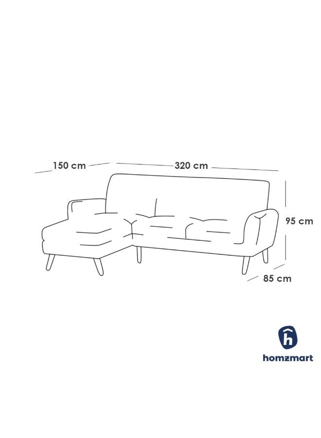 Homzmart Swedish Wood and Linen L-Shape Sofa - Green - Image 3