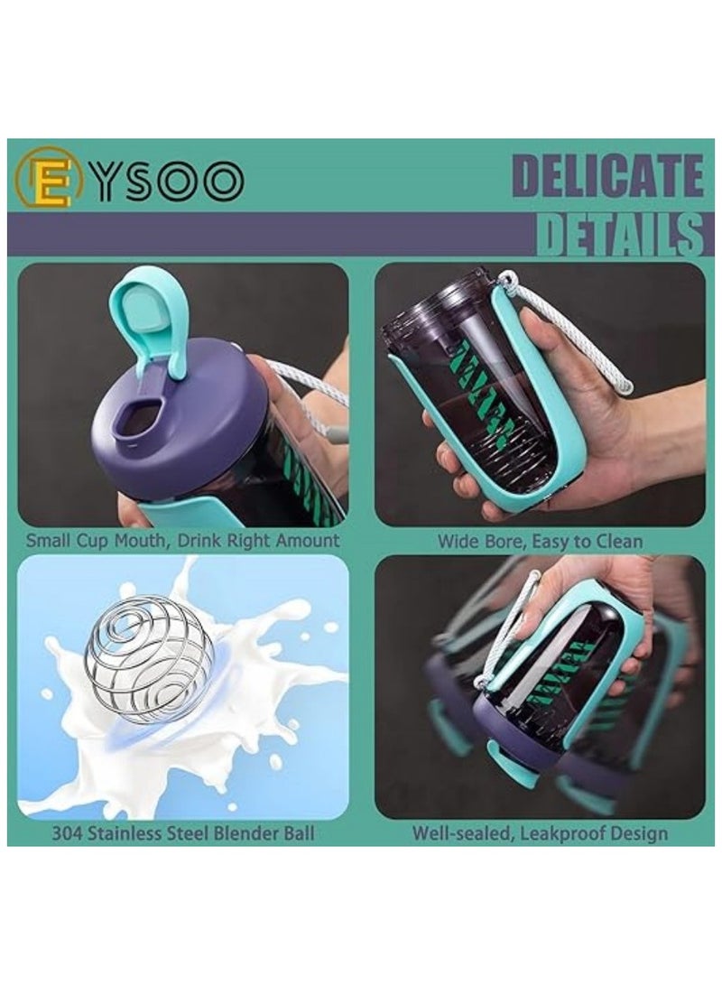 EYSOO Protein Shaker Bottle 20 oz Protein Shaker Cup Shaker Bottle for Protein Mixes Leakproof Shaker BPA Free Protein Shaker with Blender Ball for Gym Fitness (Green) - Image 4