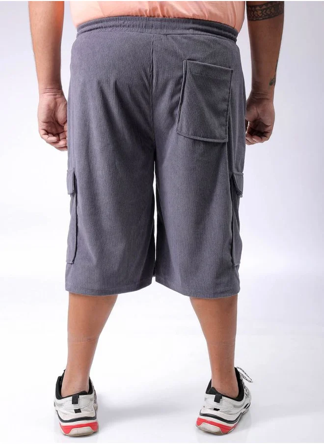 هاردسودا Men Plus Size Loose Fit Self Design Cargo Shorts