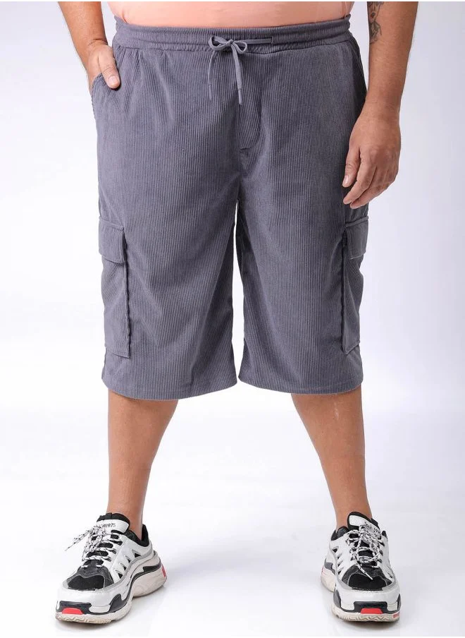 هاردسودا Men Plus Size Loose Fit Self Design Cargo Shorts