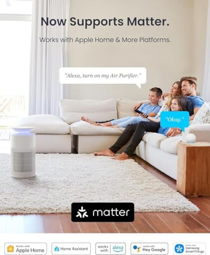 SwitchBot Air Purifiers for Home Large Room with Matter Up to 3620 ft, 20dB, Washable Pre-filter, Pet Mode, RGB Colors, Aromatherapy, Work with HomeKit, Google Home, Alexa, Floor Model-White - Image 2