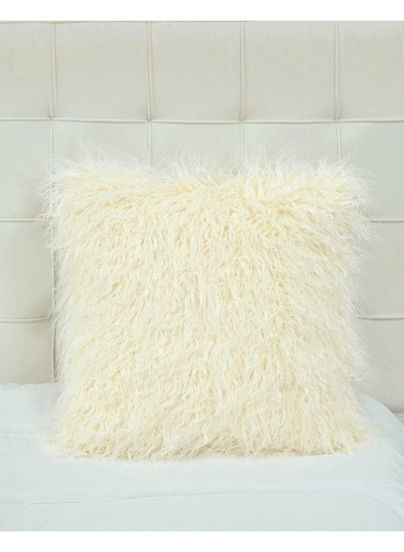 GOLD MANTIS Faux Fur Cushion Cover 45x45cm – Moonlight Mongolian Style Fluffy Throw Pillowcase with Hidden Zipper, Soft Plush Decorative for Sofa & Bed  Faux Fur Cushion Cover over) - Image 1