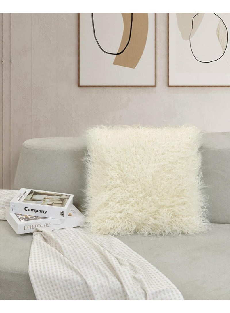 GOLD MANTIS Faux Fur Cushion Cover 45x45cm – Moonlight Mongolian Style Fluffy Throw Pillowcase with Hidden Zipper, Soft Plush Decorative for Sofa & Bed  Faux Fur Cushion Cover over) - Image 2