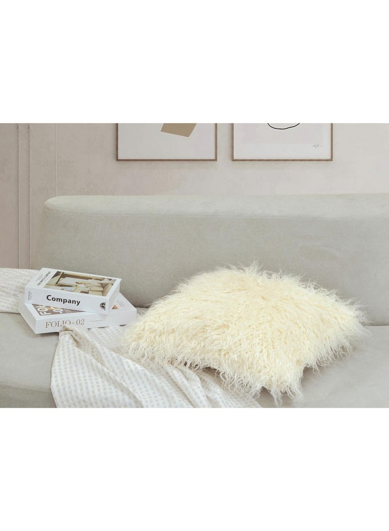 GOLD MANTIS Faux Fur Cushion Cover 45x45cm – Moonlight Mongolian Style Fluffy Throw Pillowcase with Hidden Zipper, Soft Plush Decorative for Sofa & Bed  Faux Fur Cushion Cover over) - Image 3