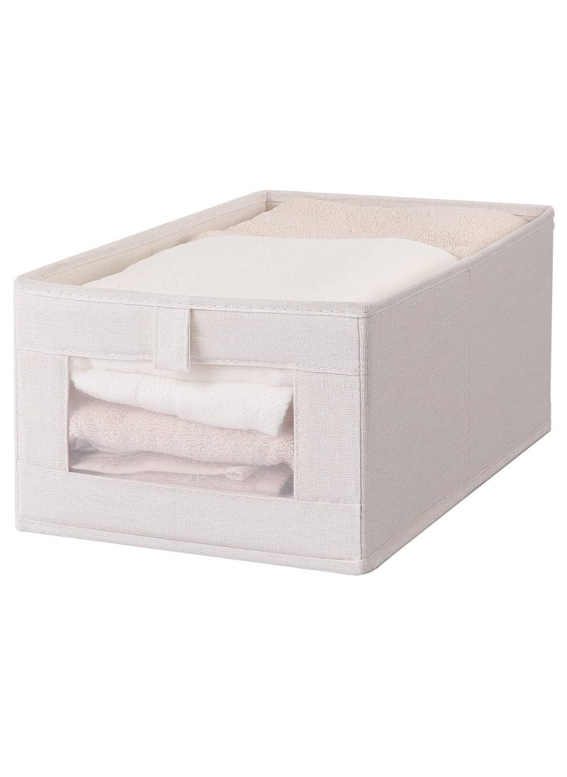 SYOSI - Foldable Cotton Linen Fabric Storage Bin with Clear Mesh Window - Stylish, Practical, and Versatile Organizer - Image 1
