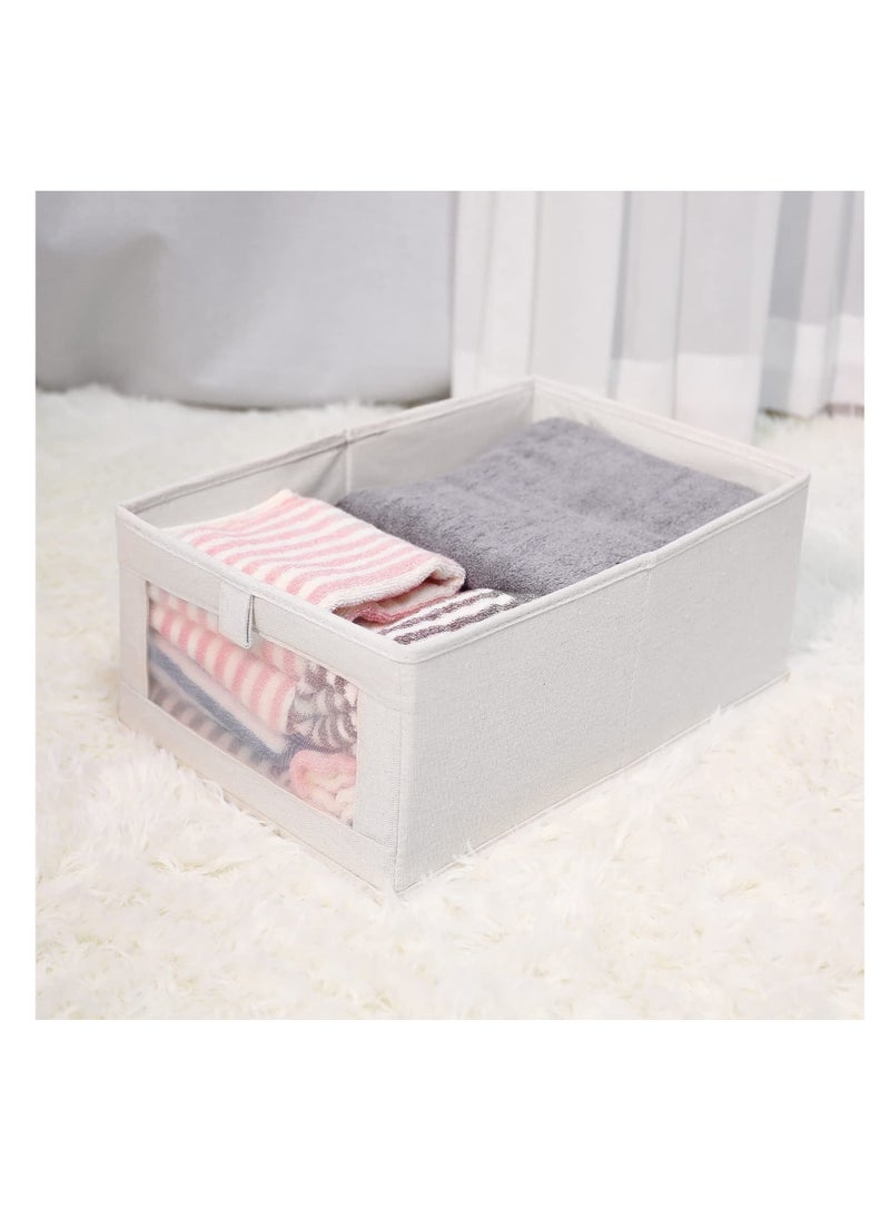 SYOSI - Foldable Cotton Linen Fabric Storage Bin with Clear Mesh Window - Stylish, Practical, and Versatile Organizer - Image 1