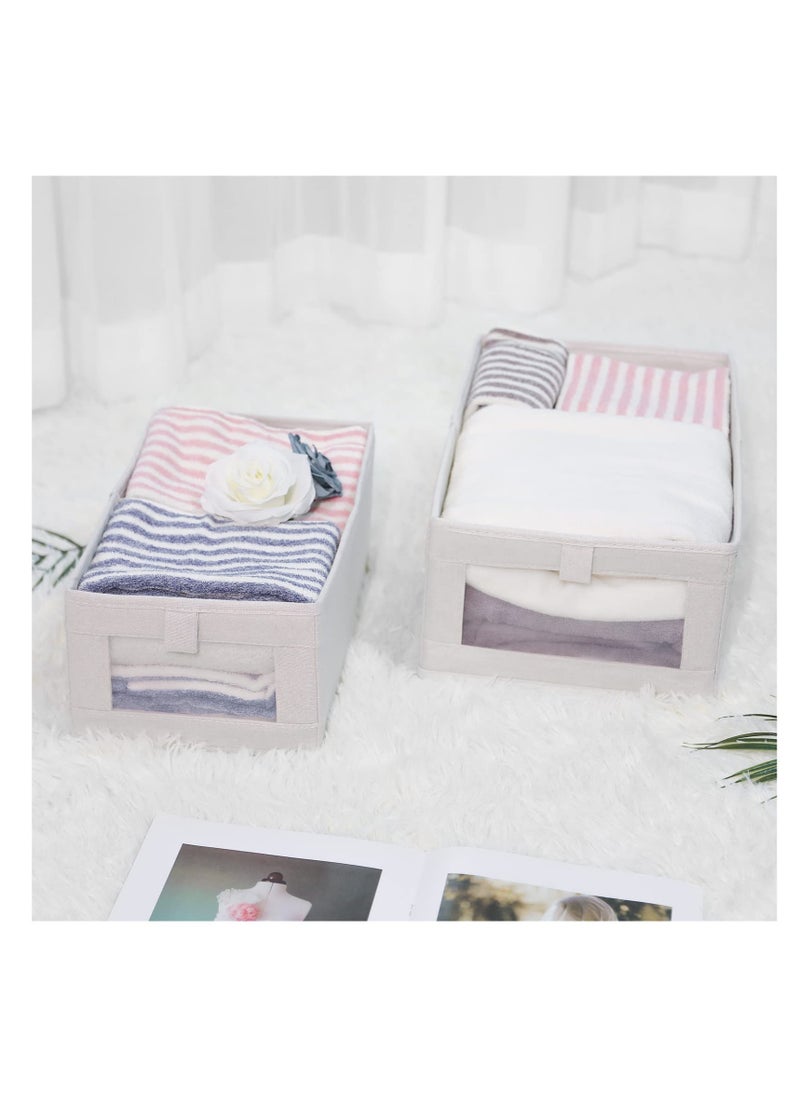 SYOSI - Foldable Cotton Linen Fabric Storage Bin with Clear Mesh Window - Stylish, Practical, and Versatile Organizer - Image 1