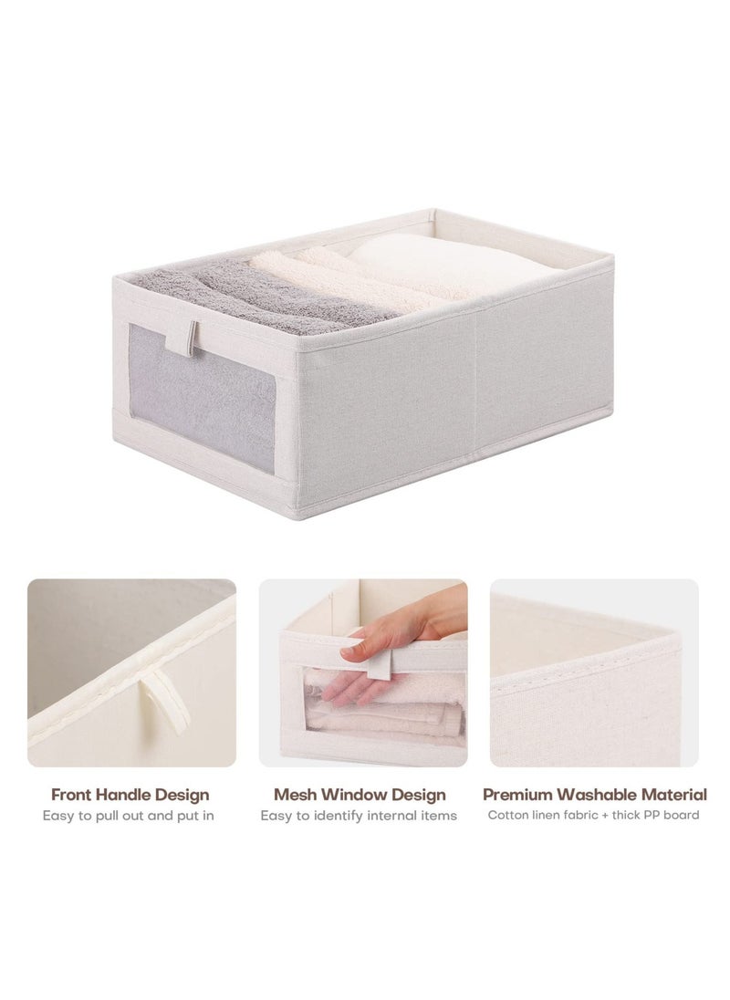 SYOSI - Foldable Cotton Linen Fabric Storage Bin with Clear Mesh Window - Stylish, Practical, and Versatile Organizer - Image 1