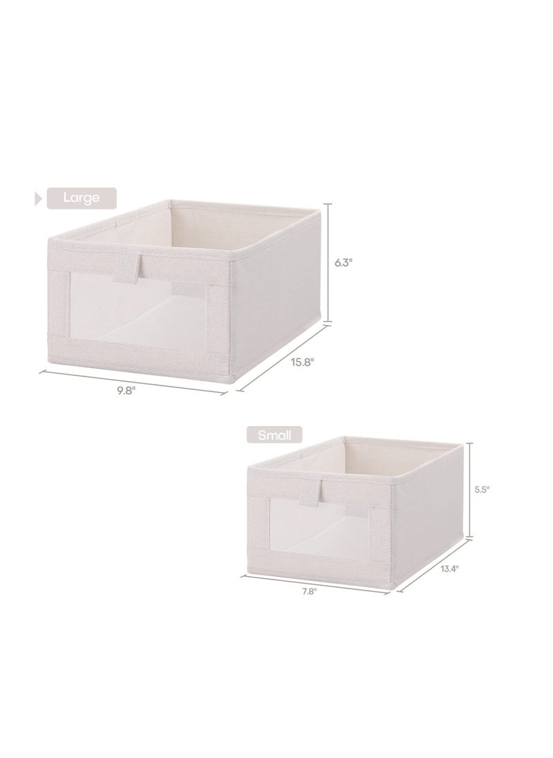 SYOSI - Foldable Cotton Linen Fabric Storage Bin with Clear Mesh Window - Stylish, Practical, and Versatile Organizer - Image 1