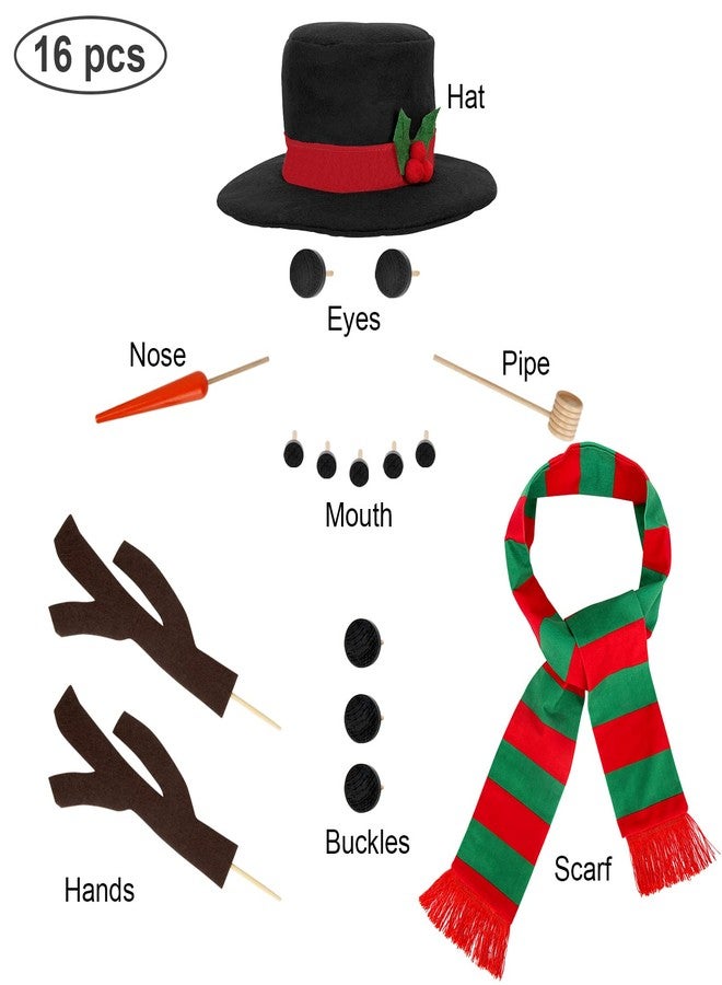 Colovis 16Pcs Build a Snowman Kit, Outdoor Winter Snowman Decorating Supplies Snow Toys for Christmas, Holiday Party Decor (Red & Green Scarf) - Image 5