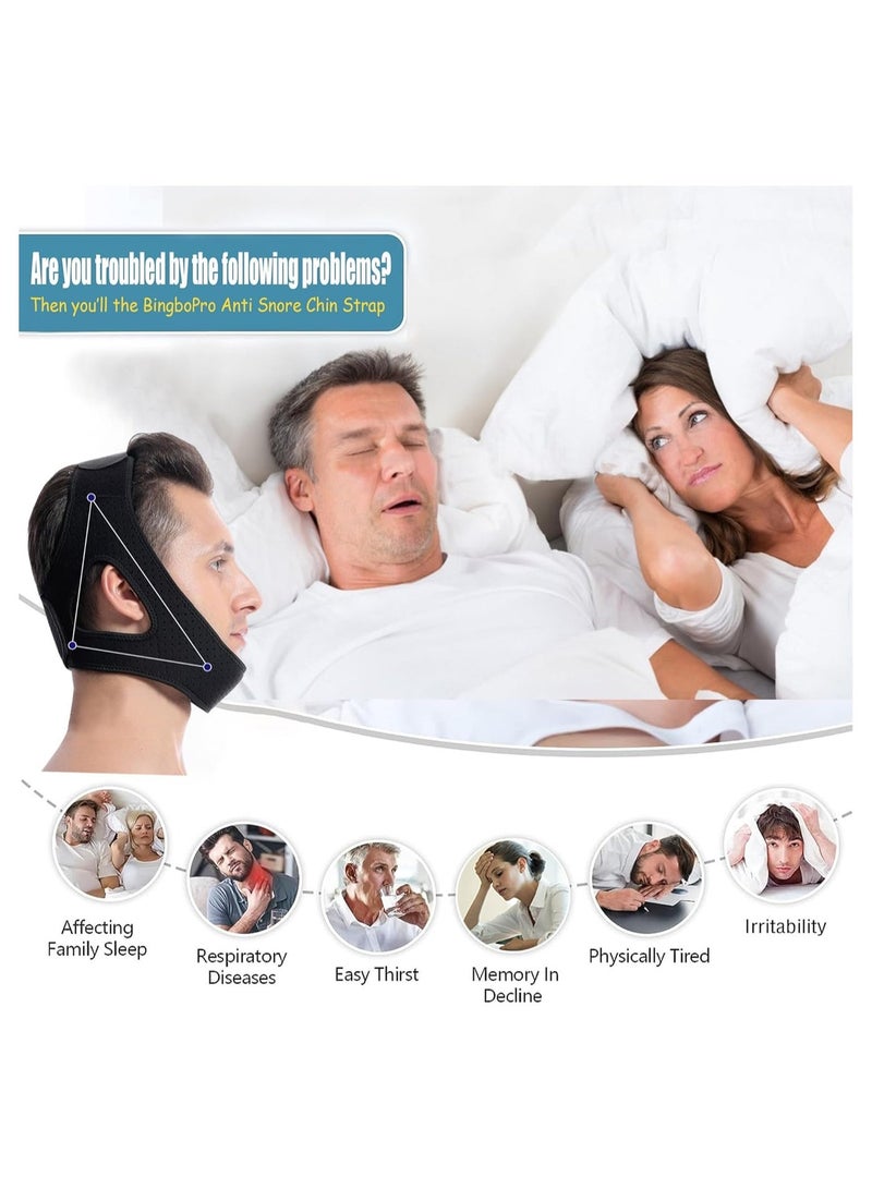 Anti Snore Chin Strap for Men and Women Double Adjustable Snore Stopper Chin Strap for CPAP Users Effective Aid Snoring Solution Stop Snoring Device for Sleeping Anti Dry Mouth Breather - Image 2