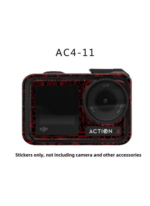 StartFly For DJI Action 3/4 Sports Camera Sticker Full Bag Photo Frame Color Change Sticker Accessories-Color:Ac4-11 Circuit Red Sticker-Specifications:Dji Action 3+ Complete Frame Set