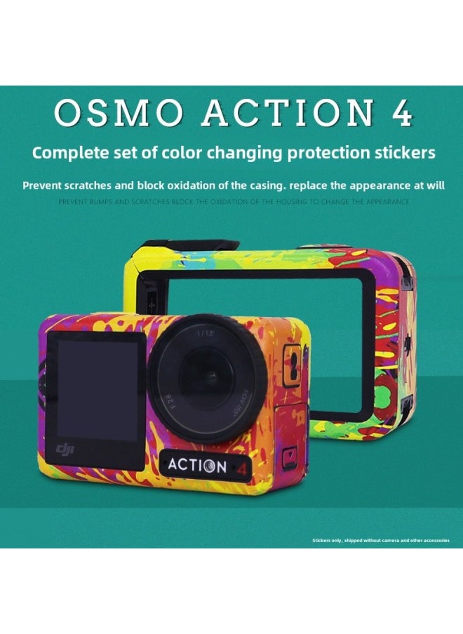 StartFly For DJI Action 3/4 Sports Camera Sticker Full Bag Photo Frame Color Change Sticker Accessories-Color:Ac4-11 Circuit Red Sticker-Specifications:Dji Action 3+ Complete Frame Set