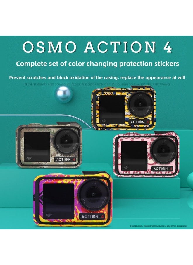 StartFly For DJI Action 3/4 Sports Camera Sticker Full Bag Photo Frame Color Change Sticker Accessories-Color:Ac4-11 Circuit Red Sticker-Specifications:Dji Action 3+ Complete Frame Set