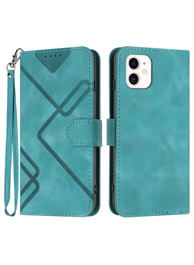 Zaboon Case For iPhone 12 mini Line Pattern Skin Feel Leather Phone Case - Image 1