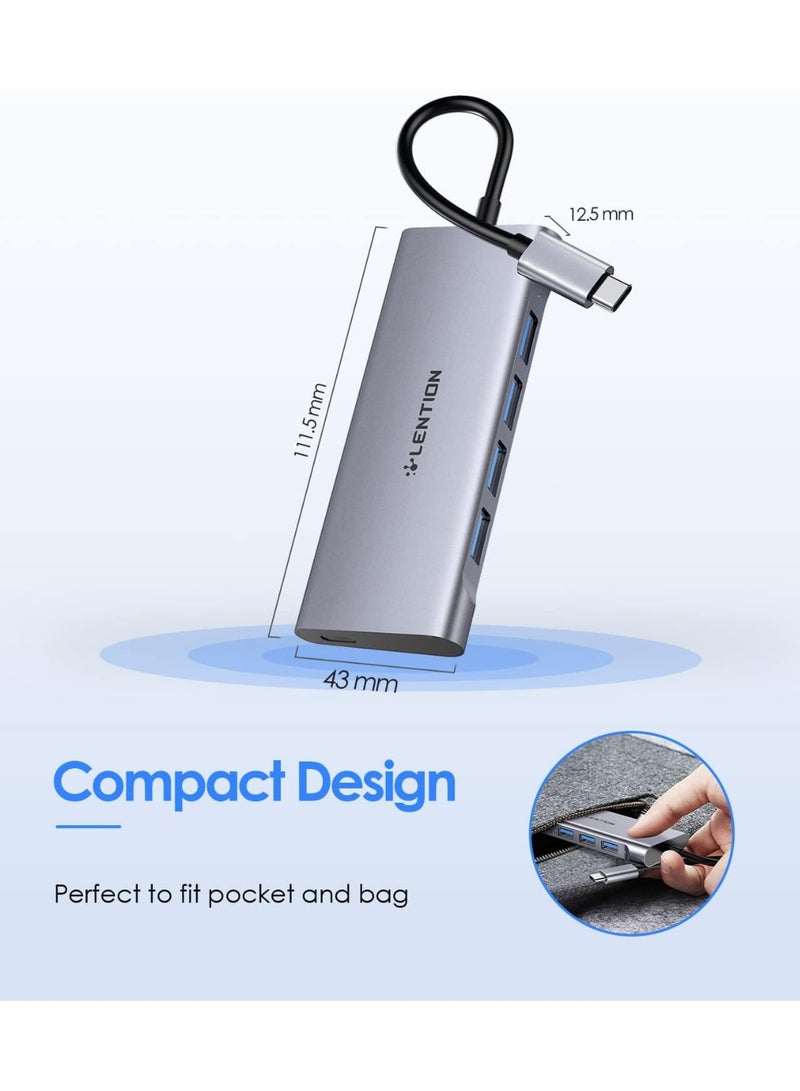 LENTION USB C Hub with 4 USB 3.0 Ports and Type C Charging Compatible 2023-2016 MacBook Pro 13/15/16, New Mac Air, Surface Book 2/Go, Chromebook, More,... - Image 3