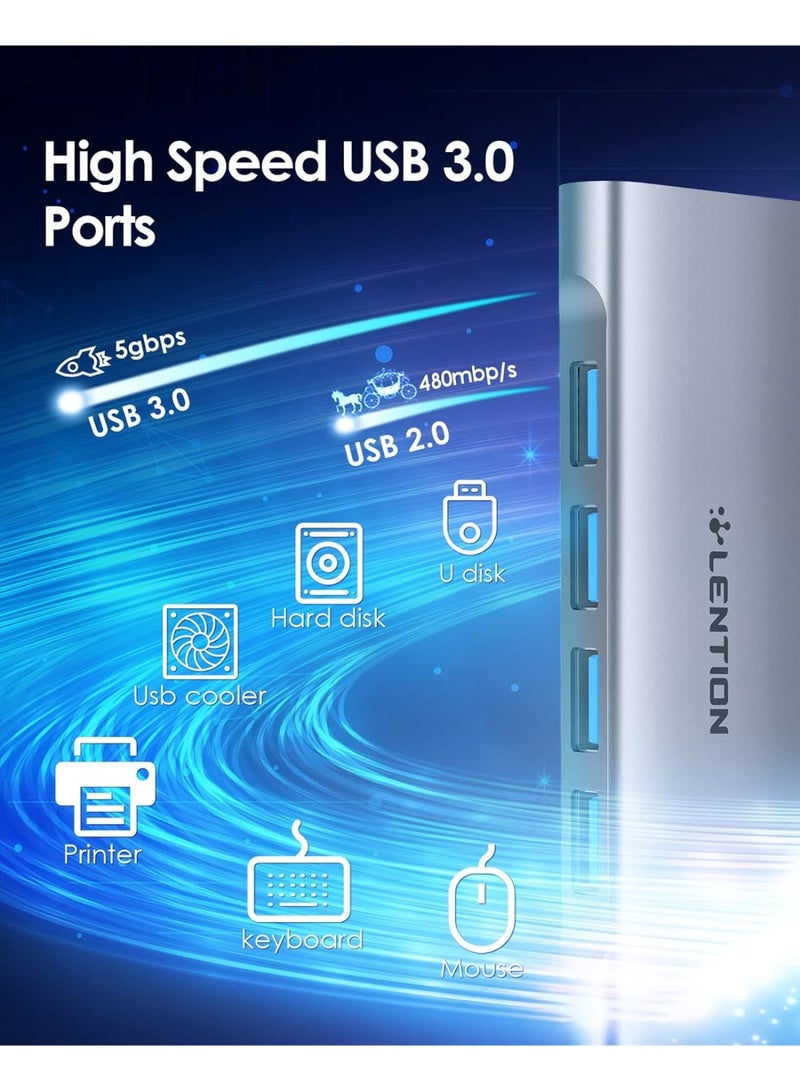 LENTION USB C Hub with 4 USB 3.0 Ports and Type C Charging Compatible 2023-2016 MacBook Pro 13/15/16, New Mac Air, Surface Book 2/Go, Chromebook, More,... - Image 5