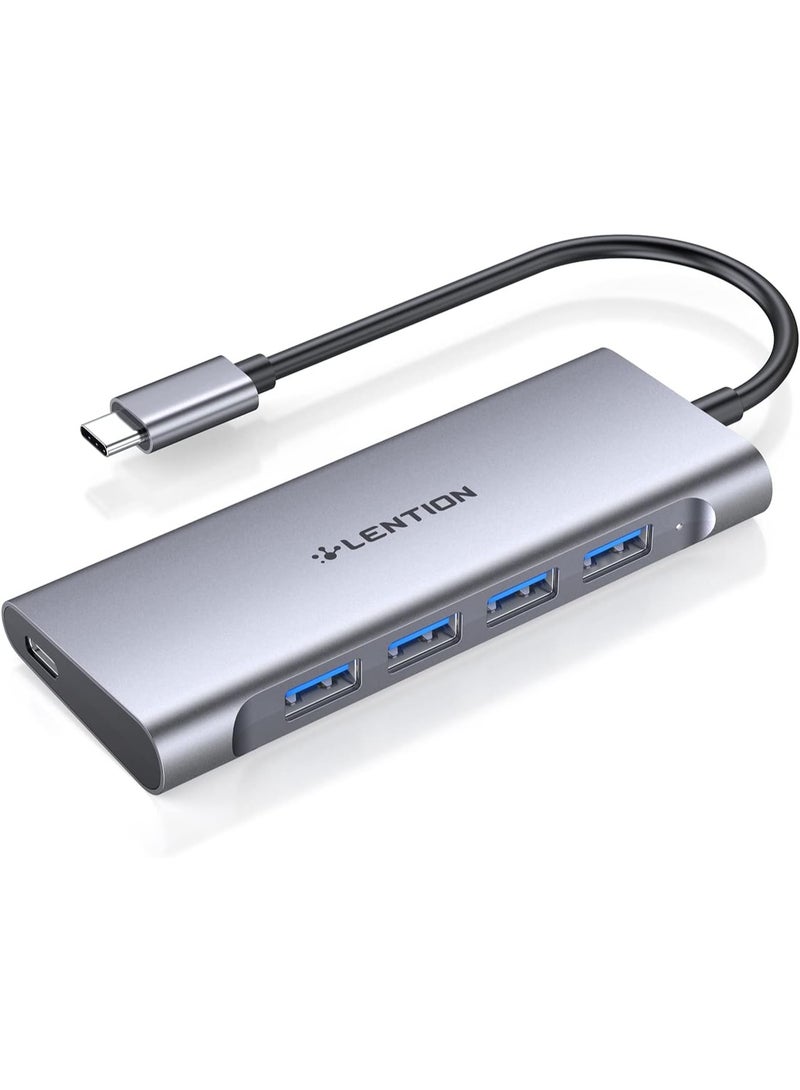 LENTION USB C Hub with 4 USB 3.0 Ports and Type C Charging Compatible 2023-2016 MacBook Pro 13/15/16, New Mac Air, Surface Book 2/Go, Chromebook, More,... - Image 1