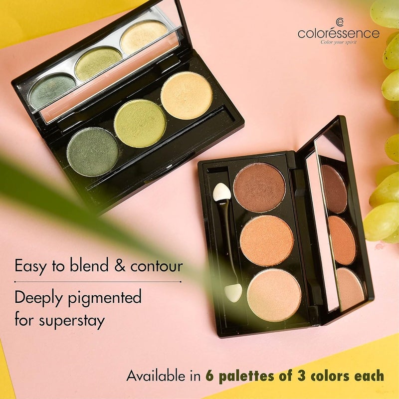 COLORESSENCE Satin Eye Shades Pearl Pigment Smooth Formula Eyeshadow Makeup Palatte Be Bride With FREE Eyebrow Styler 2 In 1 Black - Image 4