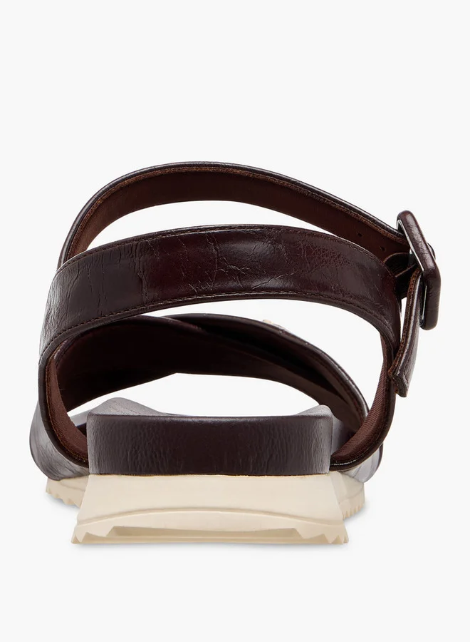 Le Confort Textured Cross Strap Comfort Sandals with Buckle Closure