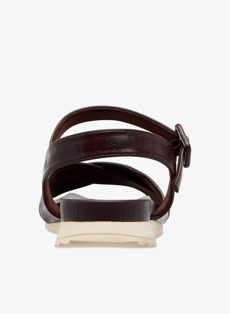Le Confort Textured Cross Strap Comfort Sandals with Buckle Closure