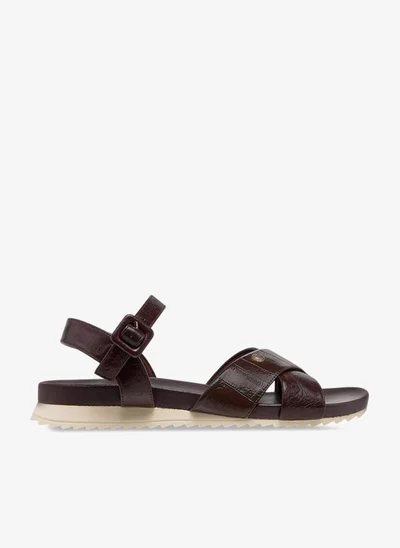 Le Confort Textured Cross Strap Comfort Sandals with Buckle Closure