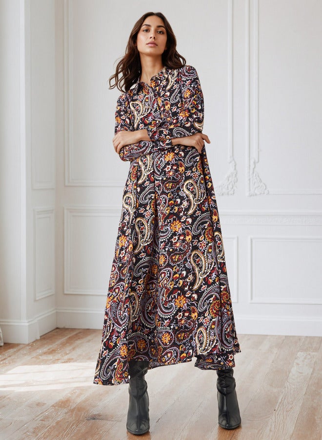 ايكونيك فستان ترابيز بياقة وطبعة بيزلي أيقونية - Image 1