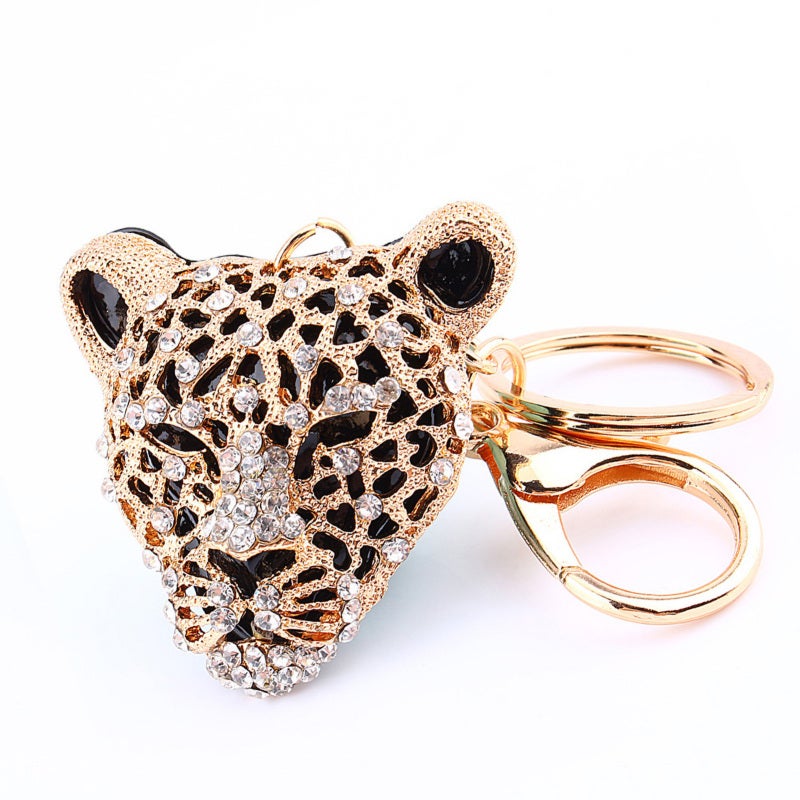 Rhinestone Leopard Keyring Alloy Pendant Dual-purpose Decoration - Keychain Charm for Purse Bag - Image 1