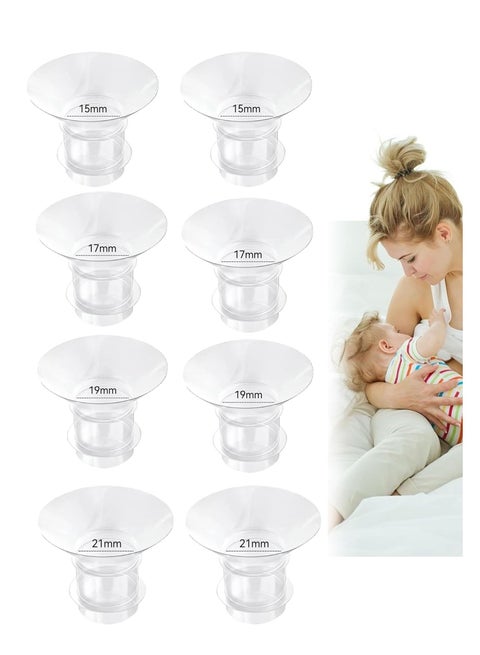 8 Pcs Breast Pump Insert 4 Sizes Wearable Breast Pump Shield 15/17/19/21mm Compatible with 24mm Breast Pump Cup