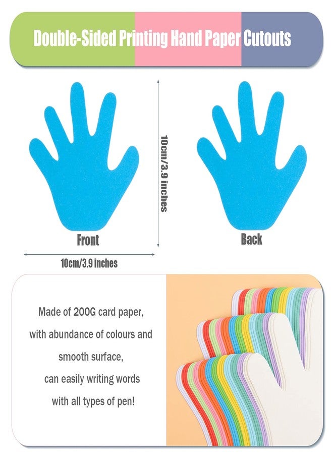 MixTeach 360 Pcs Hand Cutouts Paper Hand Shape Cut-Outs Assorted Color Handprint Shape Cutout Blank Creative Paper Cutouts for Kids DIY Craft Art Project Home School Classroom Decorations Bulletin Board Decor - Image 3