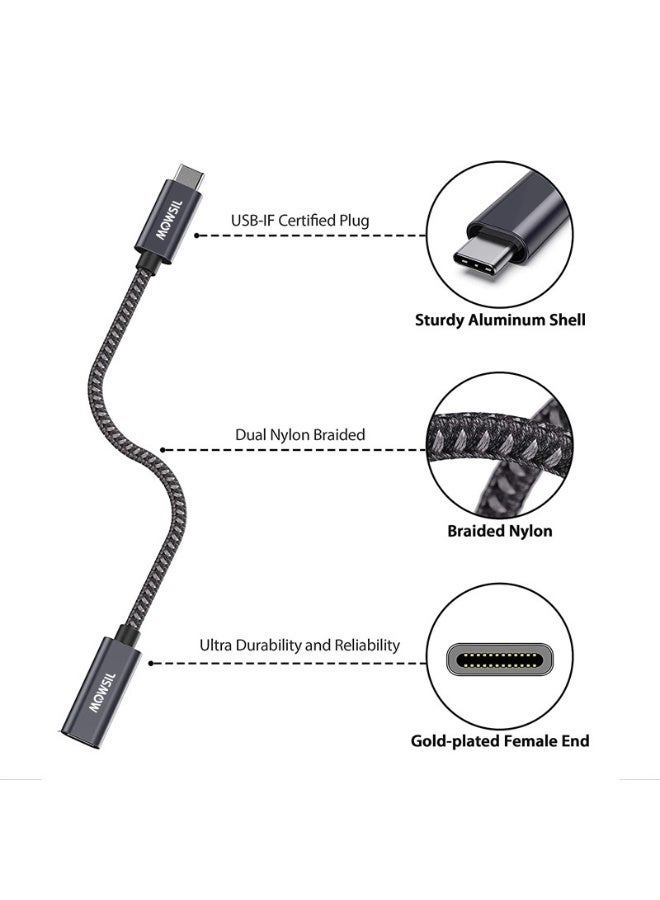 MOWSIL كابل تمديد USB-C من موصل 1.5 متر، USB 3.2 Gen2 مضفر، 10Gbps بيانات، 60W PD - Image 4
