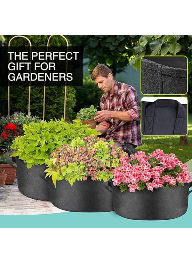 Meridian 3-Pack 30 Gallon Thickened Plant Grow Bags Big (24x16 inch) Reusable Fabric Plant Pots for Tomato,Potato Planter,Flower Pot,Herbs Veggies Plant Bags,Barrel Planter,Yard Waste Bags,Leaf Bags - Image 3