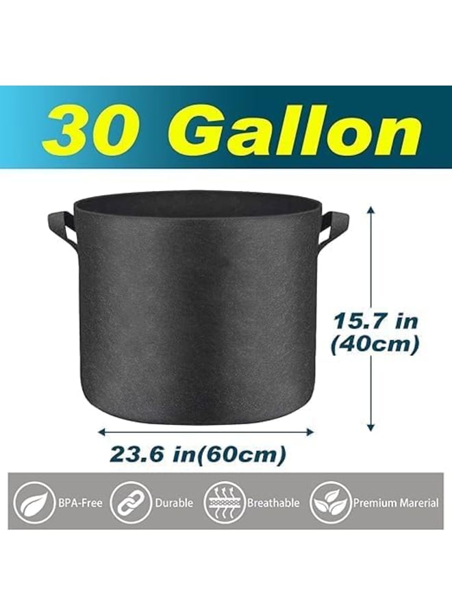 Meridian 3-Pack 30 Gallon Thickened Plant Grow Bags Big (24x16 inch) Reusable Fabric Plant Pots for Tomato,Potato Planter,Flower Pot,Herbs Veggies Plant Bags,Barrel Planter,Yard Waste Bags,Leaf Bags - Image 2