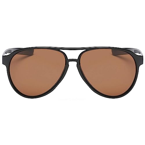 PolarSpex Classic Unisex Polarized Ultra Lightweight Flexible Aviator Sunglasses (Gloss Black | Polarized Amber Driving, 56) - Image 3