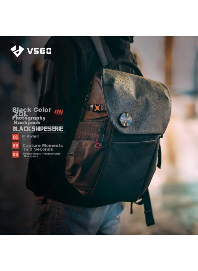 Vsgo 20l Outdoor Professional Casual Photography Black Kite Commuter Camera Bag, Waterproof Durable Large Capacity Equipment Storage Backpack - Image 1