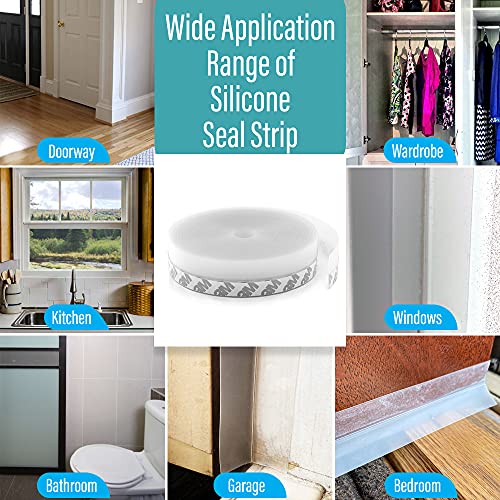 TradeGear 26ft - 35mm Silicone Seal Strip w/Ultra-Strong Adhesive Sticker – Transparent Weather Stripping Anti-Collision Tape for Door & Window Gap Sealing - Image 5