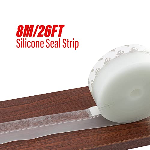 TradeGear 26ft - 35mm Silicone Seal Strip w/Ultra-Strong Adhesive Sticker – Transparent Weather Stripping Anti-Collision Tape for Door & Window Gap Sealing - Image 2