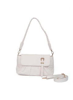 Fancy Faux Leather Bag With Chain & Braided Adjustable Strap
